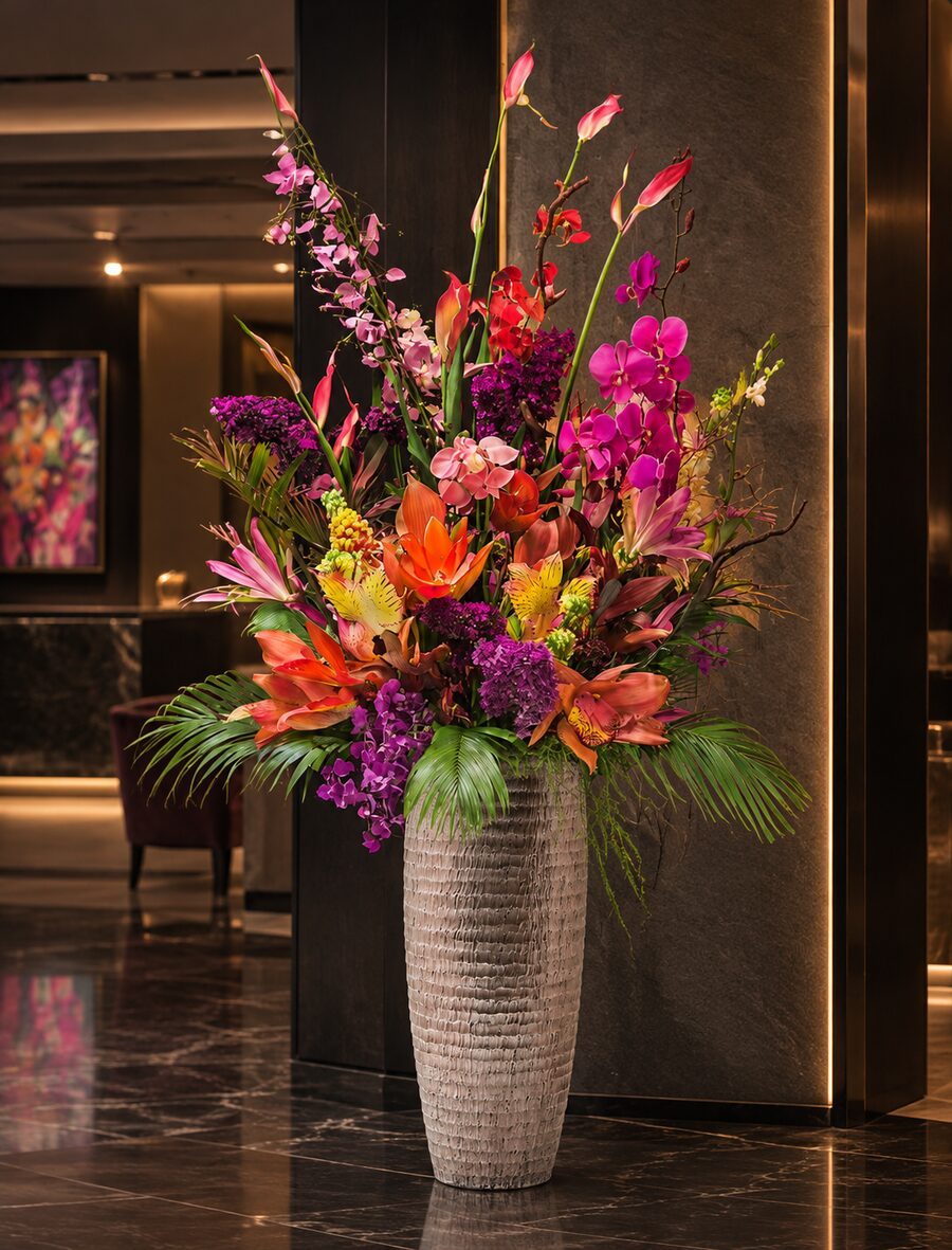 Luxury floral arrangement in a designer vase
