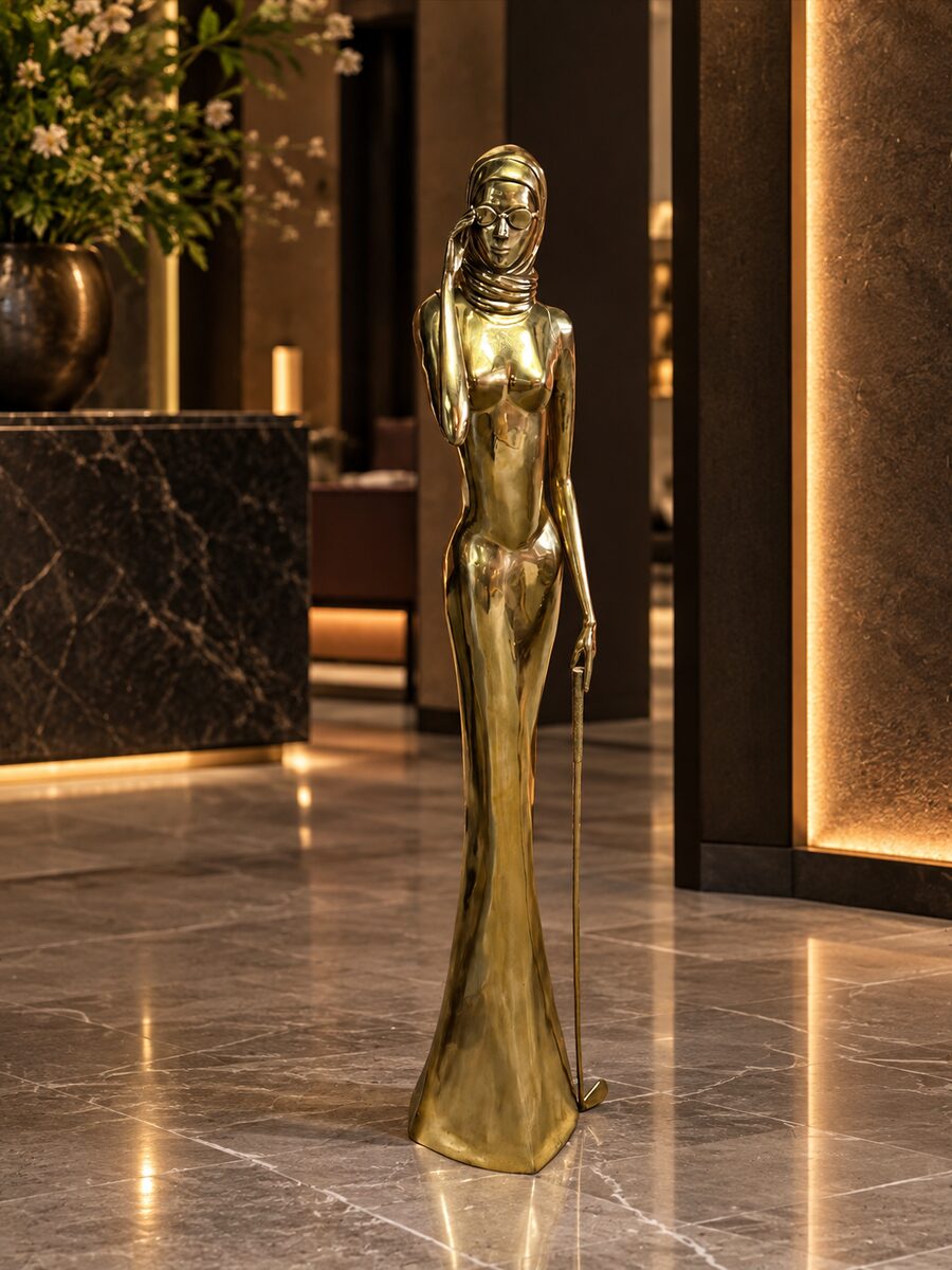 Gold sculpture in a luxury interior